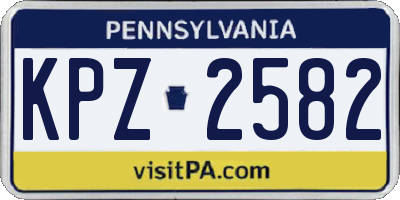 PA license plate KPZ2582