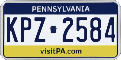 PA license plate KPZ2584