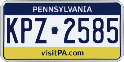 PA license plate KPZ2585