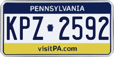 PA license plate KPZ2592