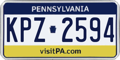 PA license plate KPZ2594