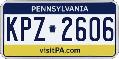 PA license plate KPZ2606