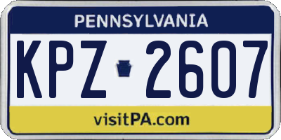 PA license plate KPZ2607