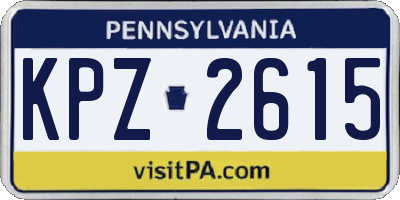 PA license plate KPZ2615