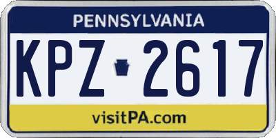 PA license plate KPZ2617