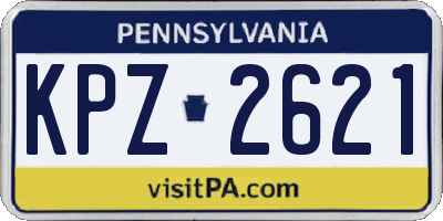 PA license plate KPZ2621