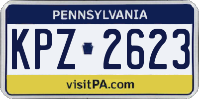 PA license plate KPZ2623