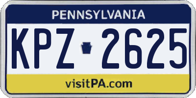 PA license plate KPZ2625