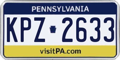 PA license plate KPZ2633