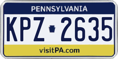 PA license plate KPZ2635