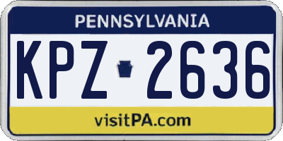PA license plate KPZ2636