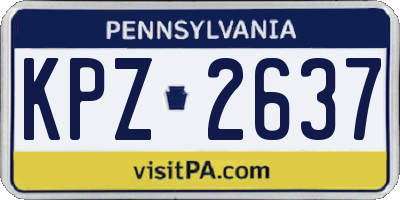 PA license plate KPZ2637