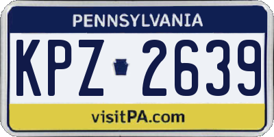 PA license plate KPZ2639