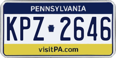 PA license plate KPZ2646