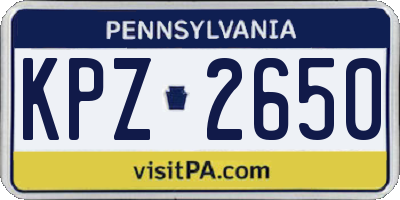 PA license plate KPZ2650
