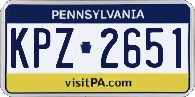 PA license plate KPZ2651