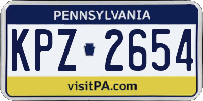 PA license plate KPZ2654