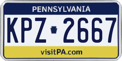 PA license plate KPZ2667