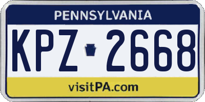 PA license plate KPZ2668