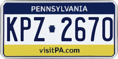 PA license plate KPZ2670