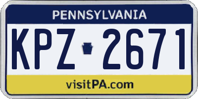 PA license plate KPZ2671