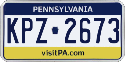 PA license plate KPZ2673