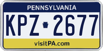PA license plate KPZ2677