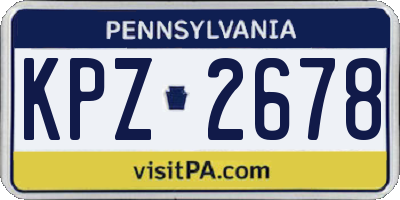 PA license plate KPZ2678