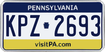 PA license plate KPZ2693