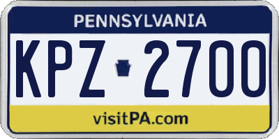 PA license plate KPZ2700