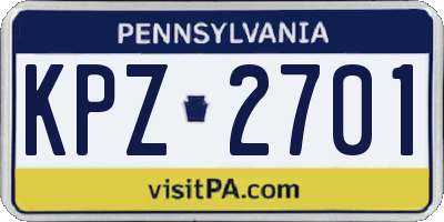 PA license plate KPZ2701