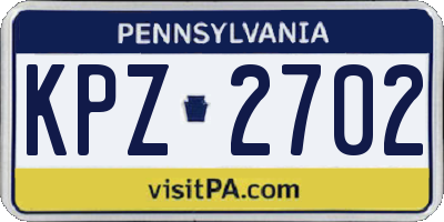 PA license plate KPZ2702