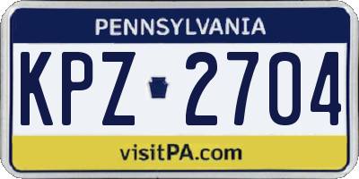 PA license plate KPZ2704