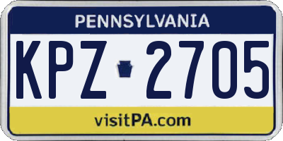 PA license plate KPZ2705