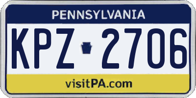PA license plate KPZ2706