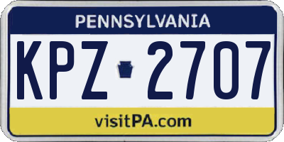 PA license plate KPZ2707