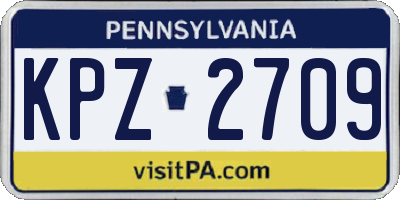PA license plate KPZ2709