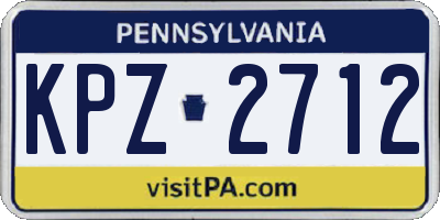 PA license plate KPZ2712