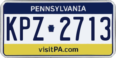 PA license plate KPZ2713