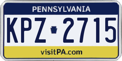 PA license plate KPZ2715