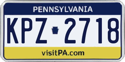 PA license plate KPZ2718