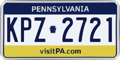 PA license plate KPZ2721