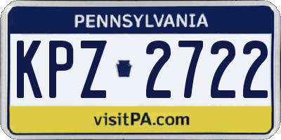 PA license plate KPZ2722