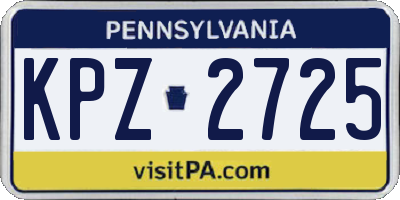 PA license plate KPZ2725