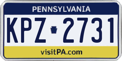 PA license plate KPZ2731