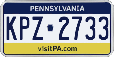 PA license plate KPZ2733