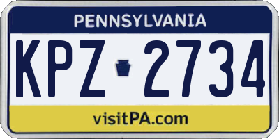 PA license plate KPZ2734