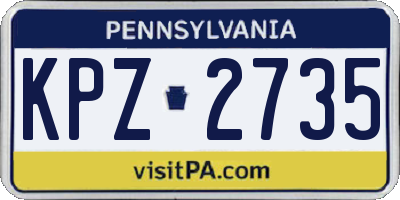 PA license plate KPZ2735