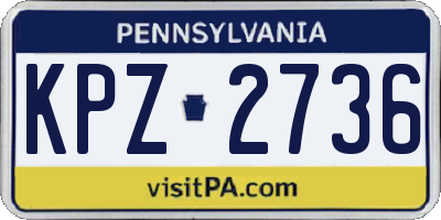 PA license plate KPZ2736
