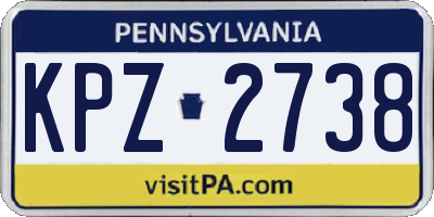 PA license plate KPZ2738